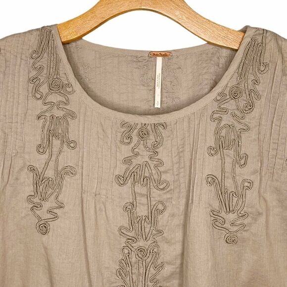 Free People Brown Embroidered Quills Cropped Top Size Small - Picture 7 of 14